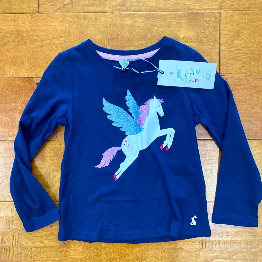 Joules Navy Long Sleeve Tee with Pegasus Design
